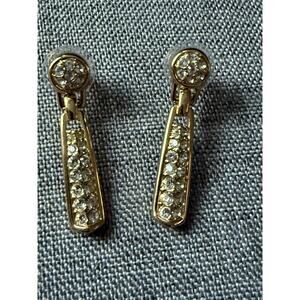 Swarovski Dangle Drop Crystal Pierced Earrings Gold Tone Cocktail Formal